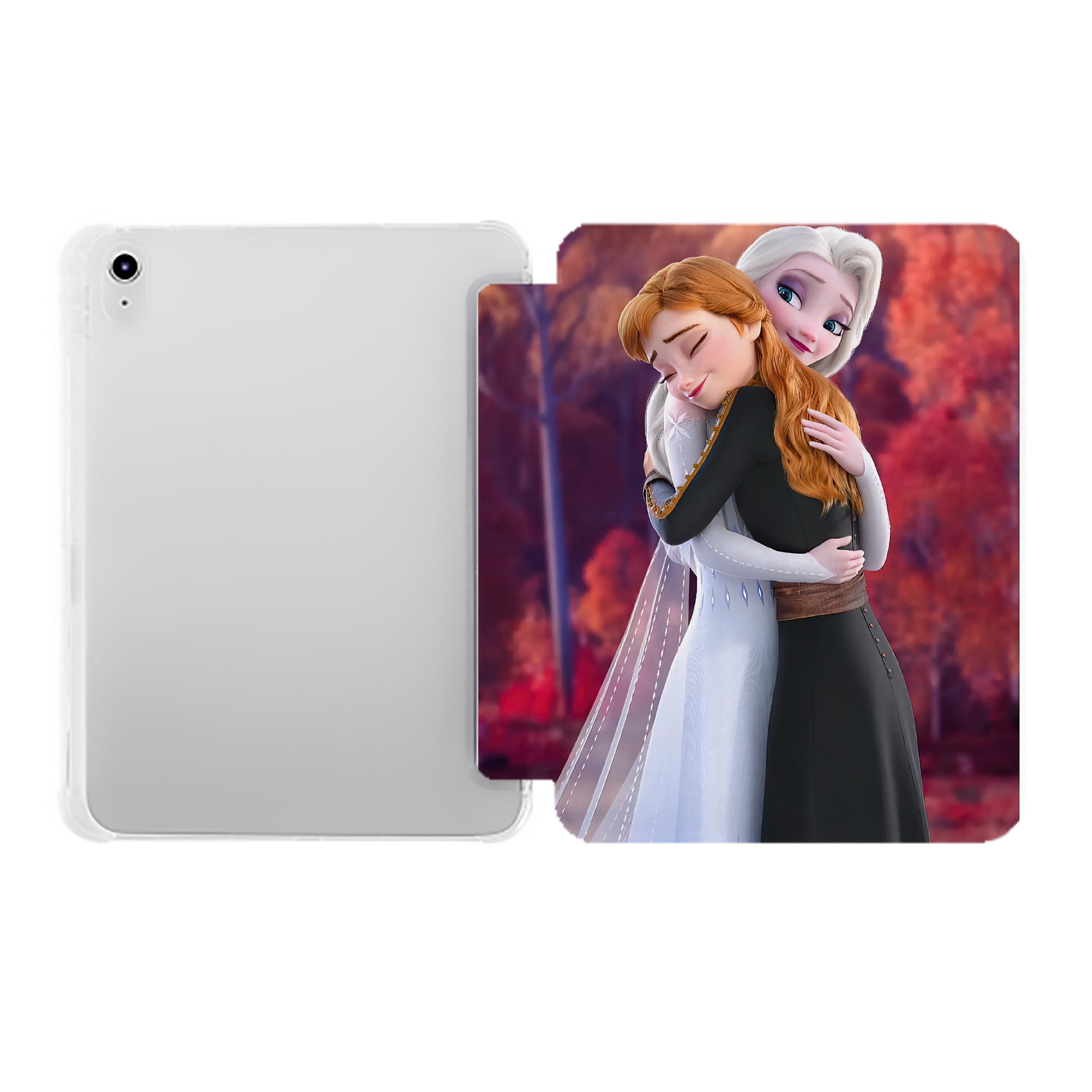 （画像用） アナと雪の女王 アンナ エルサ Frozen Anna Elsa IPad ケース ペン収納付き 三つ折りスタンド PUレザー×シリコン 対応機種9.5/10.5/10.9インチ
